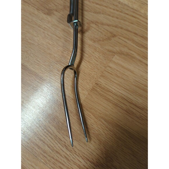 Androck Grilling Fork Chrome Plate Wood Carved Telescoping Handle Vintage - Picture 3 of 11